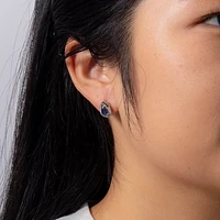 Pear Shape Sapphire and Diamond Earrings in 10K White Gold