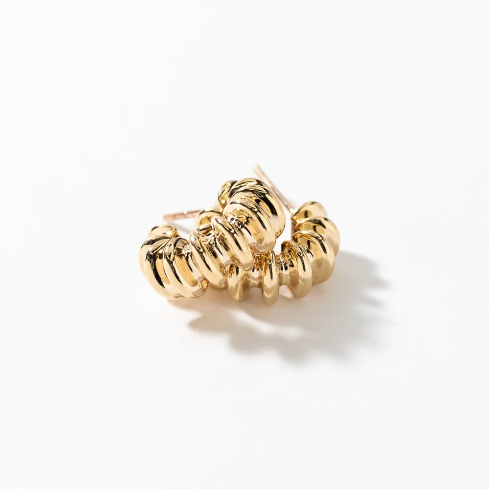 Bar Hoop Earrings In 10K Yellow Gold