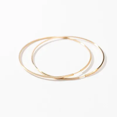 50mm Square Tube Sleeper Hoop Earrings in 10K Yellow Gold