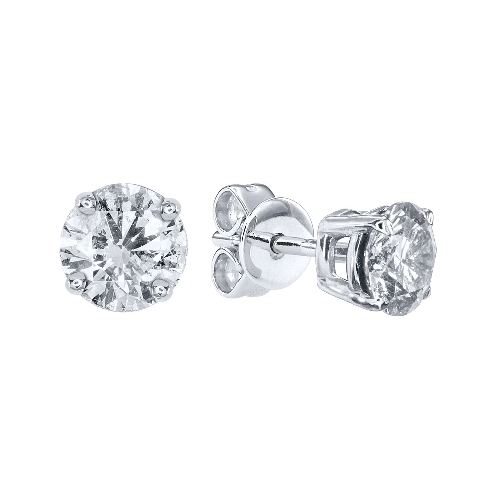 14K White Gold Solitaire Diamond Stud Earrings (1.00ct tw)