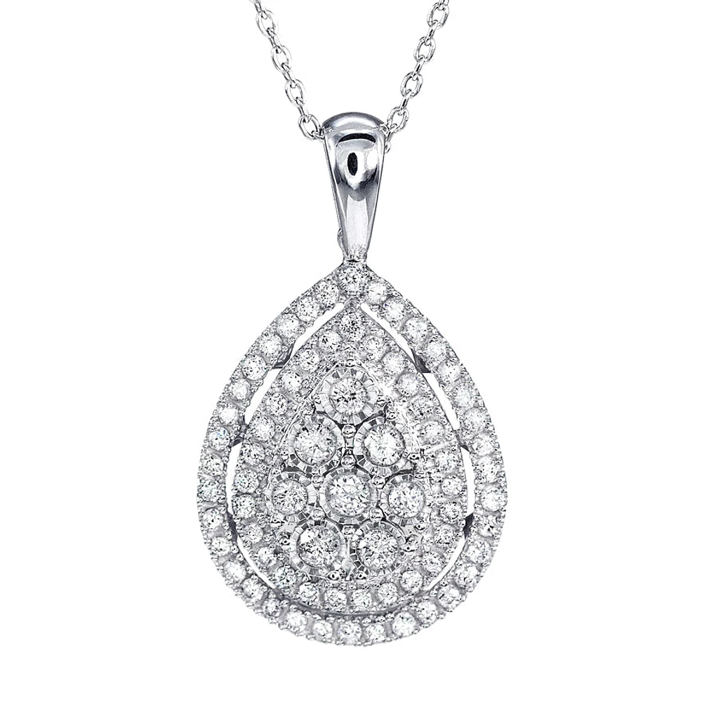 - Elise - Pear Shaped Diamond Cluster Pendant In 10K White Gold (0.50