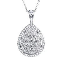 - Elise - Pear Shaped Diamond Cluster Pendant In 10K White Gold (0.50