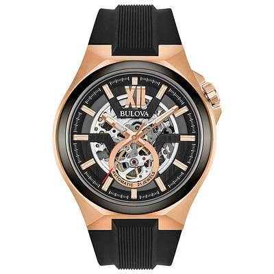 Bulova Men's Automatic Watch With Rose Gold Tone Stainless Steel Case