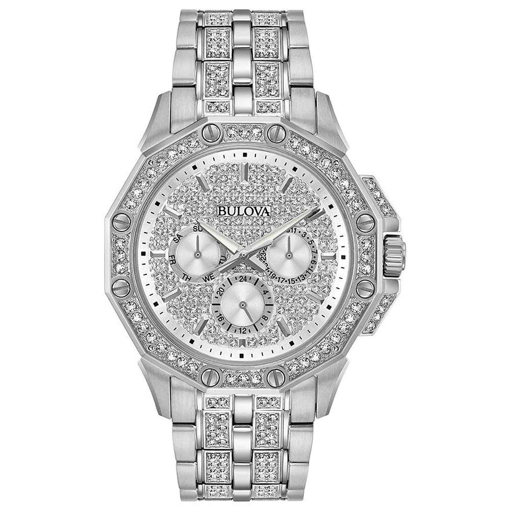 Bulova Men's Crystal Watch With Pave Set Dial | 96C134