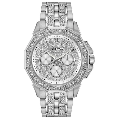 Bulova Men's Crystal Watch With Pave Set Dial | 96C134