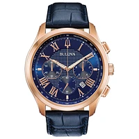 Bulova Men's Classic Blue Dial Blue Leather Watch | 97B170