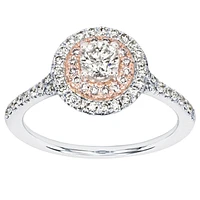Canadian Diamond Engagement Ring with Pink and White Gold Halo