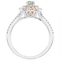 Canadian Diamond Engagement Ring with Pink and White Gold Halo