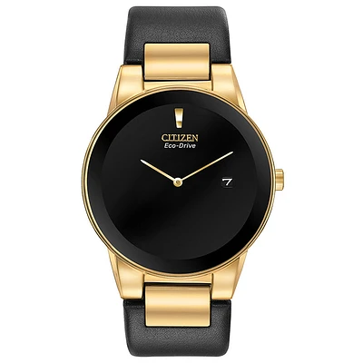 Citizen Men's Axiom Eco-Drive With Gold Tone Case and Black Leather St