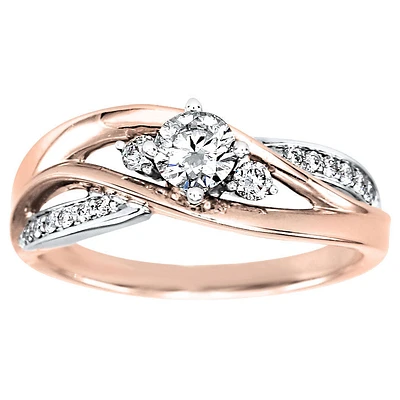 Diamond Engagement Ring 14K Rose and White Gold (0.45ct tw)