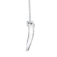 Diamond Lined Heart Necklace in 10K White Gold (0.05ct tw)