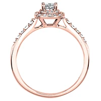 Double Halo Princess Diamond Engagement Ring 14K Rose Gold (0.50ct