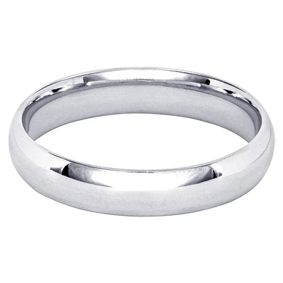Low Dome Comfort Fit Wedding Band 14K White Gold (4MM)