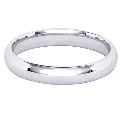 Low Dome Comfort Fit Wedding Band 14K White Gold (3MM)