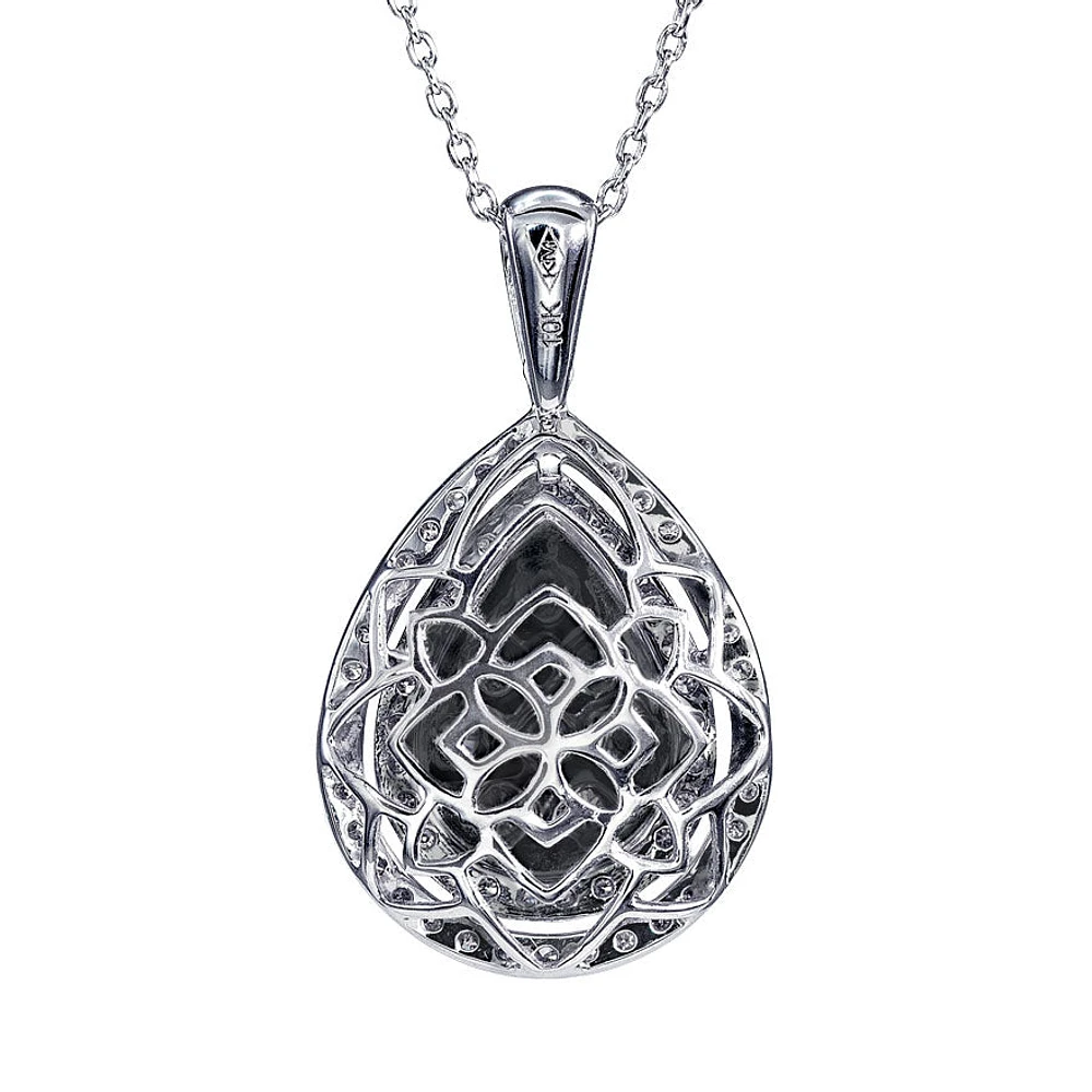 - Elise - Pear Shaped Diamond Cluster Pendant In 10K White Gold (0.50