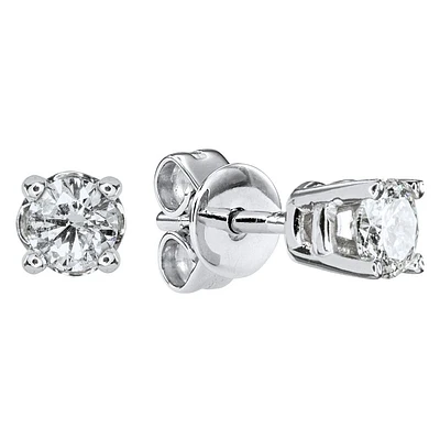 Solitaire Diamond Stud Earrings in 14K Gold ( ct tw