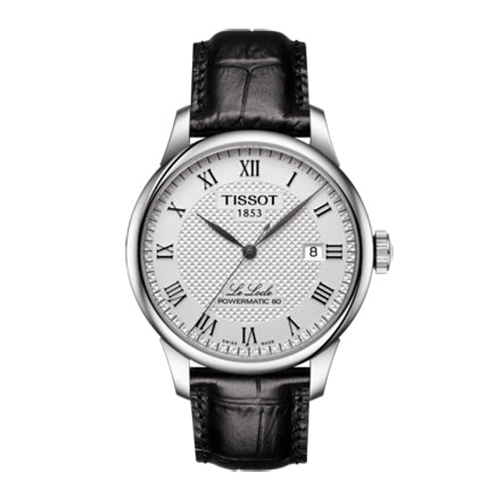 Tissot Le Locle Powermatic 80 Silver Dial Black Leather Strap Men's Wa