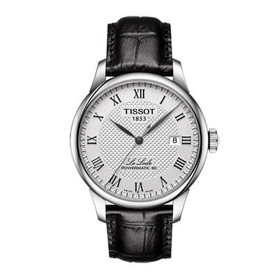 Tissot Le Locle Powermatic 80 Silver Dial Black Leather Strap Men's Wa