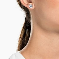 Angelic stud earrings, Round cut, White, Rhodium plated by SWAROVSKI