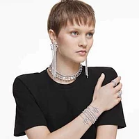 Emily Tennis bracelet, Round cut, White, Rhodium plated by SWAROVSKI