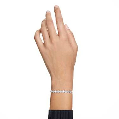 Angelic Tennis bracelet, Round cut, Small, White, Rhodium plated by SWAROVSKI