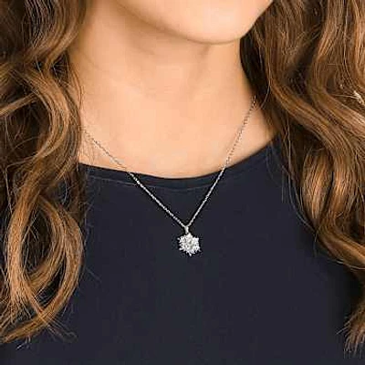 Magic pendant, Snowflake, White, Rhodium plated by SWAROVSKI