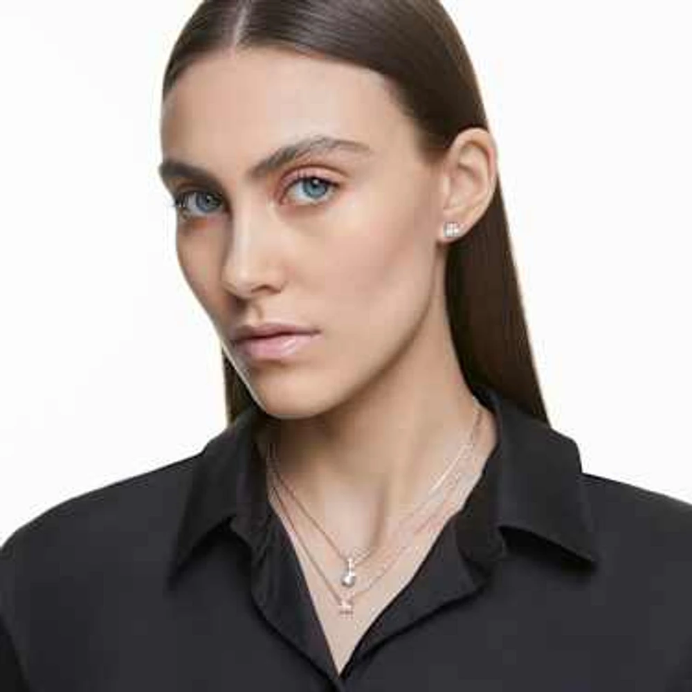 Attract stud earrings, Square cut, White, Rhodium plated by SWAROVSKI
