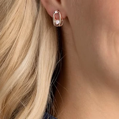 Swarovski Sparkling Dance stud earrings, Round cut, Oval shape, White, Rose gold-tone plated by SWAROVSKI