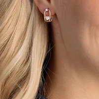 Swarovski Sparkling Dance stud earrings, Round cut, Oval shape, White, Rose gold-tone plated by SWAROVSKI