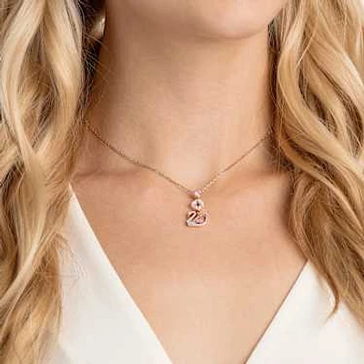 Dazzling Swan pendant, Swan, Pink, Rose gold-tone plated by SWAROVSKI