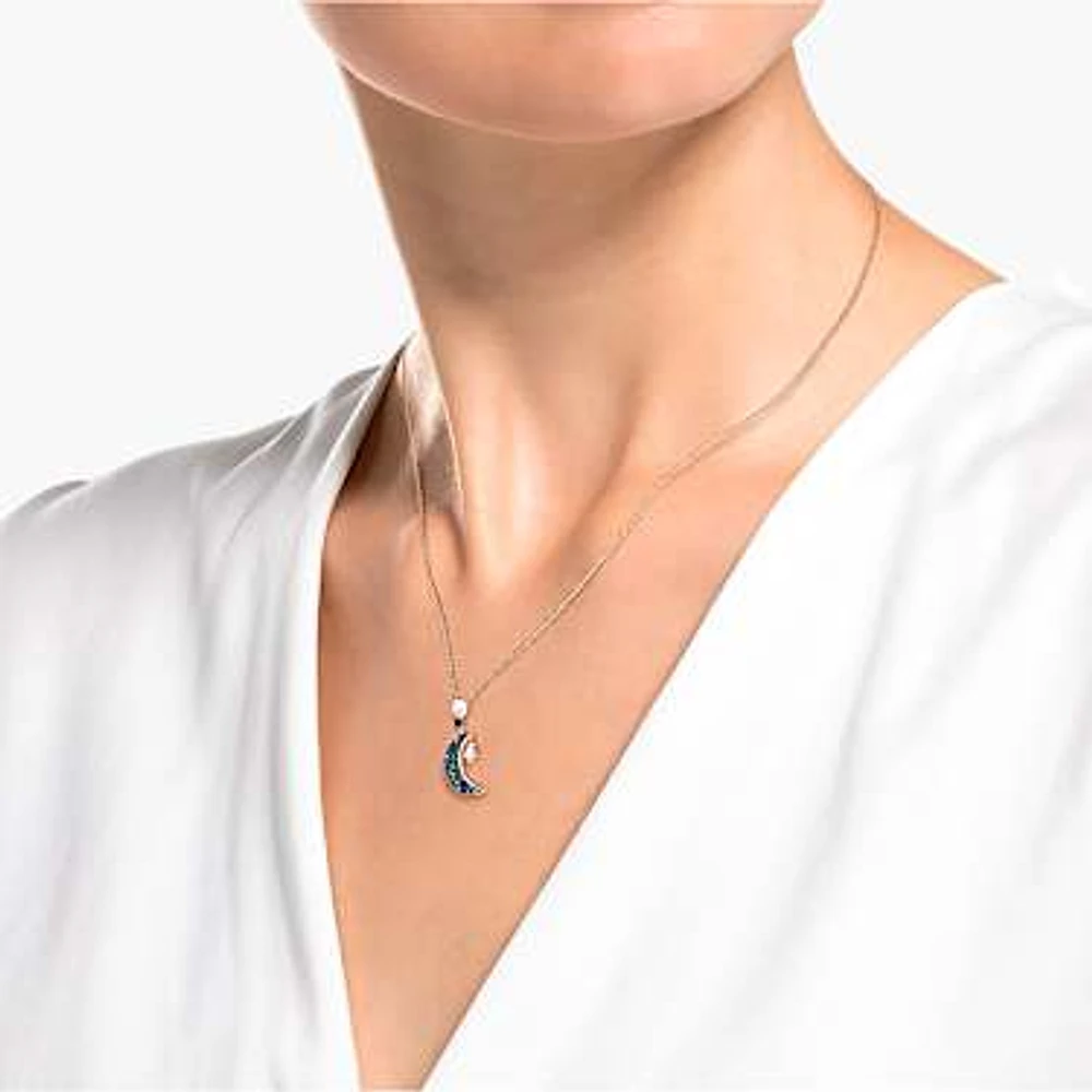 Symbolica pendant, Moon and star, Multicolored, Rose gold-tone plated by SWAROVSKI