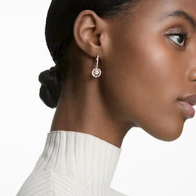 Swarovski Sparkling Dance drop earrings, Round cut, White, Rose gold-tone plated by SWAROVSKI