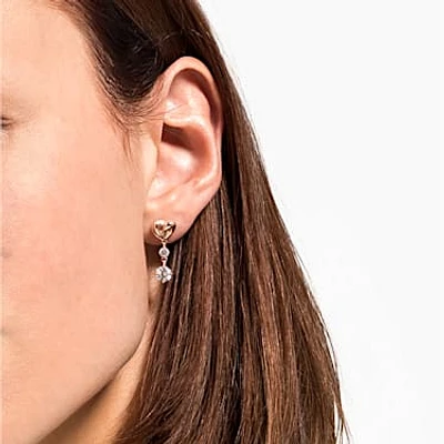Lifelong Heart drop earrings, Heart, White, Rose gold-tone plated by SWAROVSKI