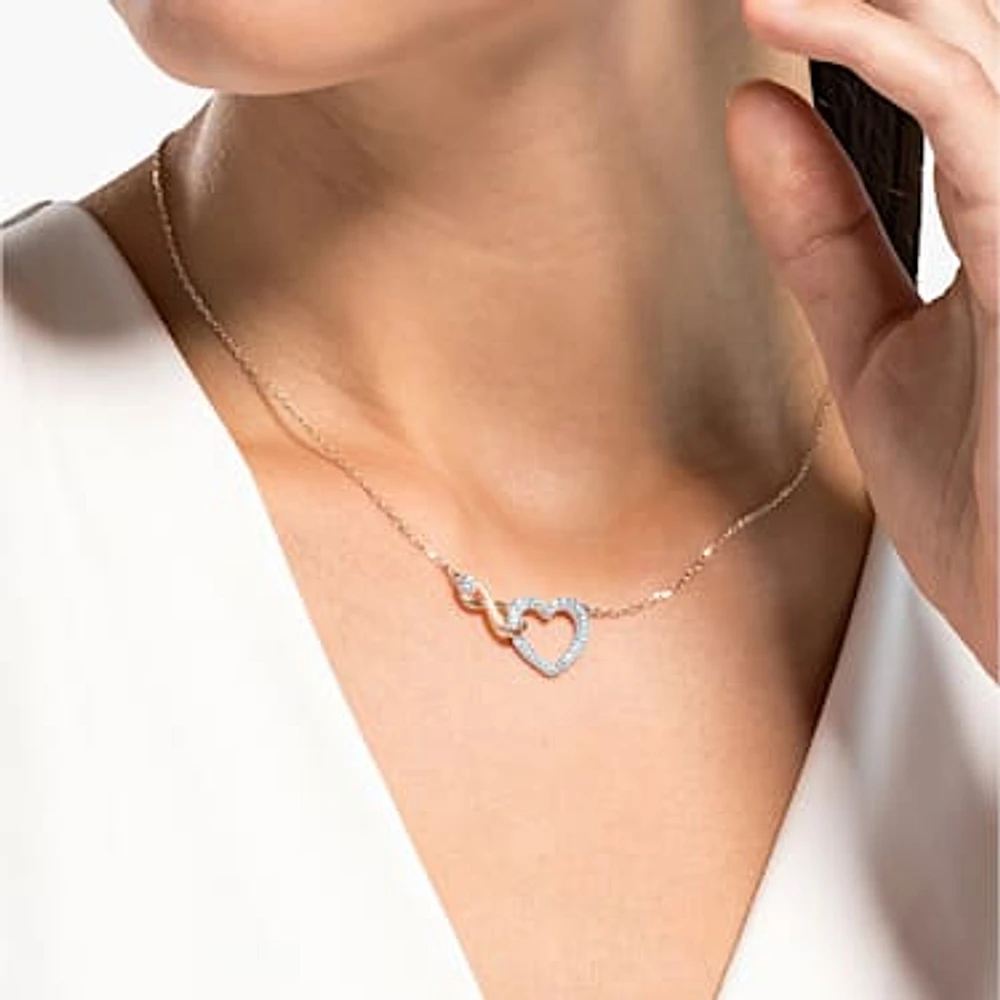 Swarovski Infinity necklace, Infinity and heart, White, Mixed metal finish by SWAROVSKI