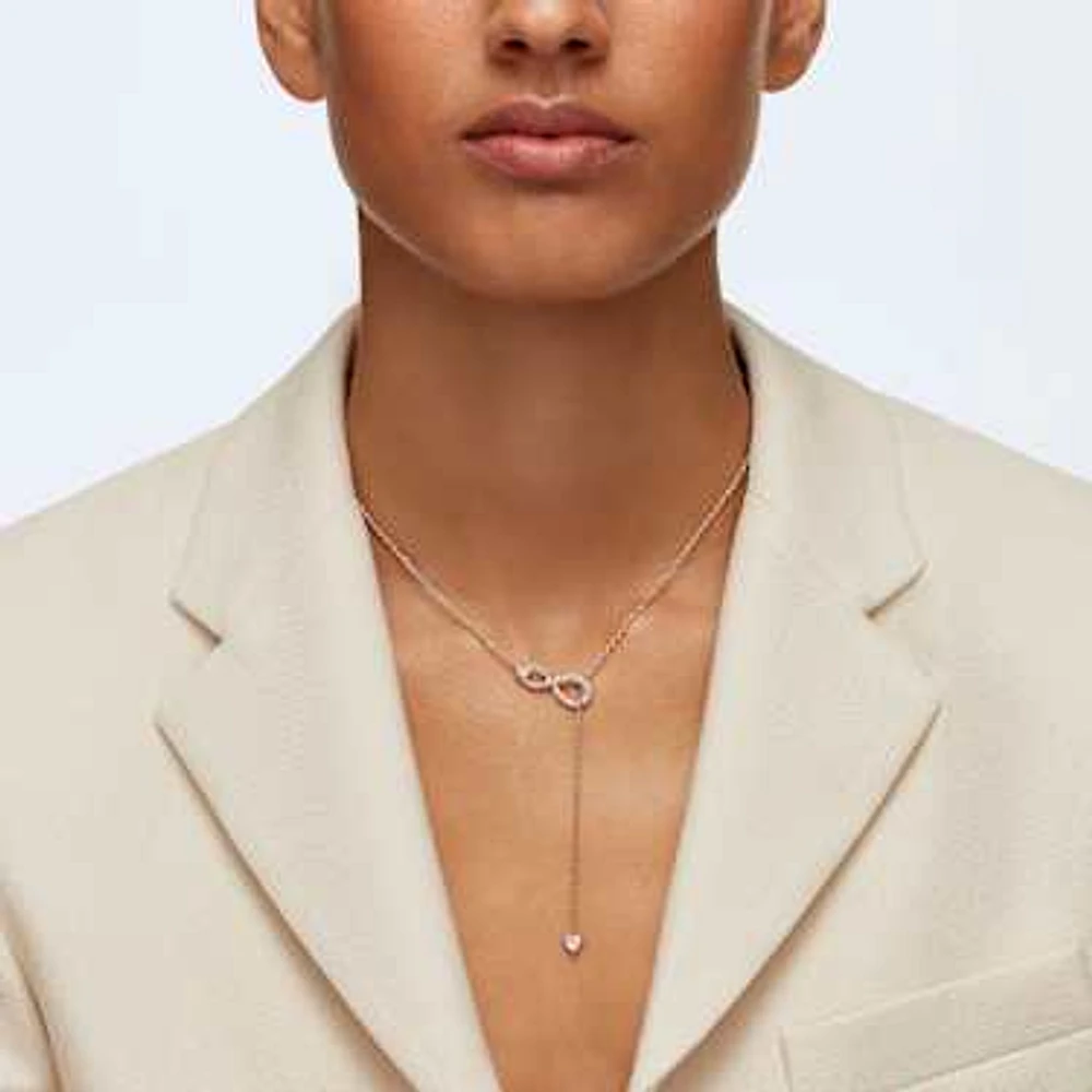 Hyperbola Y necklace, Infinity, White, Rose gold-tone plated by SWAROVSKI