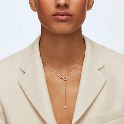 Swarovski Infinity Y necklace, Infinity, White, Rose gold-tone plated by SWAROVSKI
