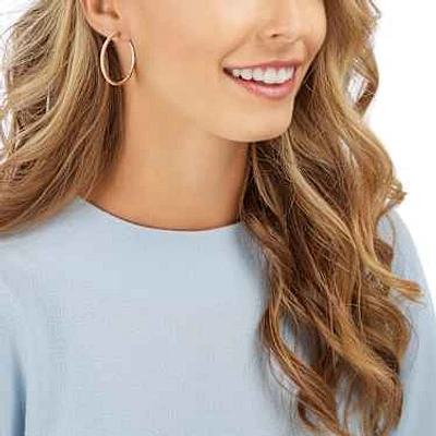 Sommerset hoop earrings, White, Rose gold-tone plated by SWAROVSKI