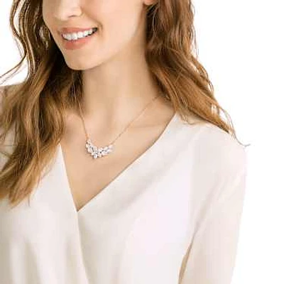 Baron necklace, Leaf, White, Rose gold-tone plated by SWAROVSKI