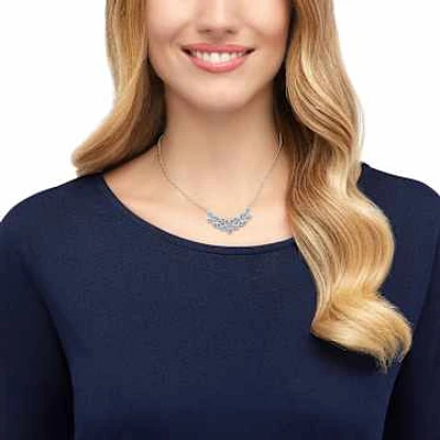 Baron necklace, Leaf, Grey, Rhodium plated by SWAROVSKI