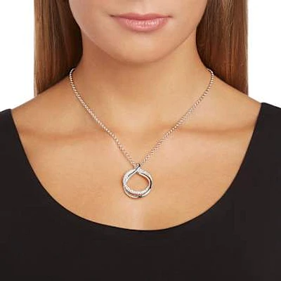 Exact pendant, Round shape, White, Rhodium plated by SWAROVSKI