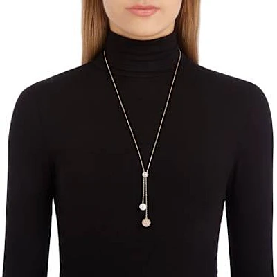 Forward Y necklace, White, Rose gold-tone plated by SWAROVSKI