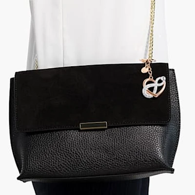 Infinite bag charm, Infinity and heart, White, Mixed metal finish by SWAROVSKI