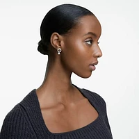 Attract hoop earrings, Round cut, White, Rhodium plated by SWAROVSKI