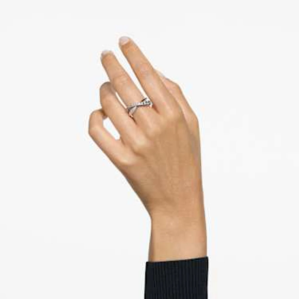 Twist ring, Round cut, White, Rhodium plated by SWAROVSKI