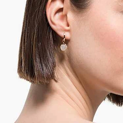 Ginger drop earrings, White, Rose gold-tone plated by SWAROVSKI