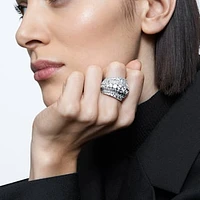 Hyperbola cocktail ring, Mixed cuts, White, Rhodium plated by SWAROVSKI