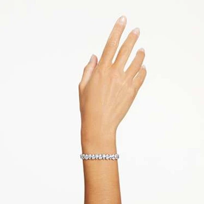 Millenia Tennis bracelet, Pear cut, White, Rhodium plated by SWAROVSKI