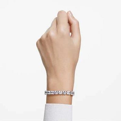 Millenia bracelet, Square cut, Small, White, Rhodium plated by SWAROVSKI