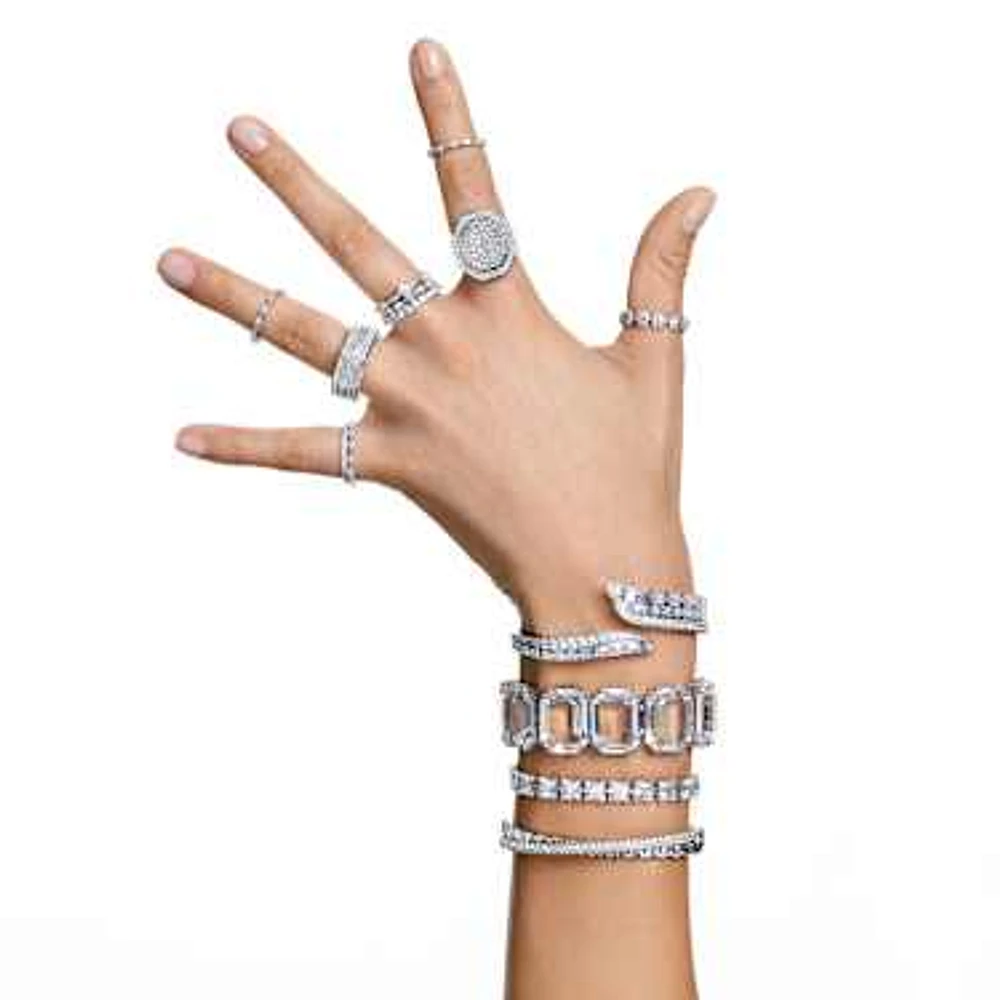 Millenia bracelet, Square cut, Small, White, Rhodium plated by SWAROVSKI