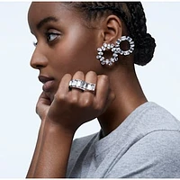 Millenia hoop earrings, Pear cut, White, Rhodium plated by SWAROVSKI